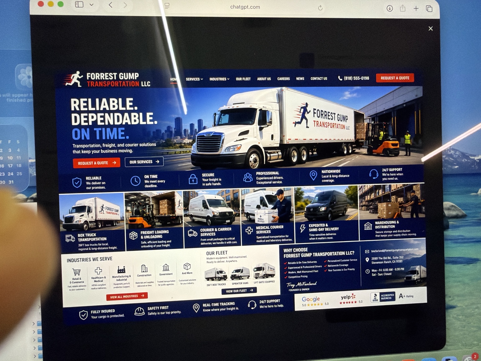 Forrest Gump Transportation LLC homepage